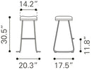 Zuo Modern Bree Barstool in Burgundy/White and Gold - Set of 2