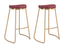 Zuo Modern Bree Barstool in Burgundy/White and Gold - Set of 2