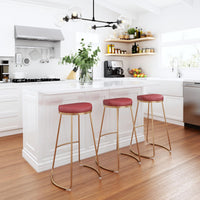Zuo Modern Bree Barstool in Burgundy/White and Gold - Set of 2