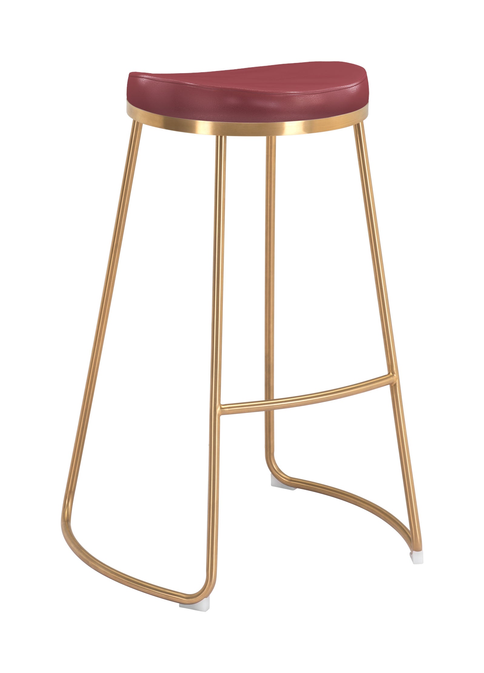 Zuo Modern Bree Barstool in Burgundy/White and Gold - Set of 2