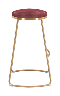 Zuo Modern Bree Barstool in Burgundy/White and Gold - Set of 2