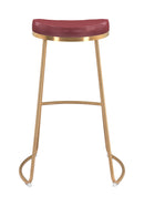 Zuo Modern Bree Barstool in Burgundy/White and Gold - Set of 2
