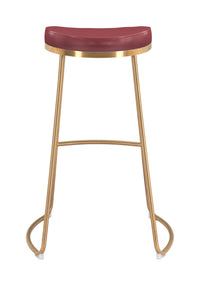 Zuo Modern Bree Barstool in Burgundy/White and Gold - Set of 2