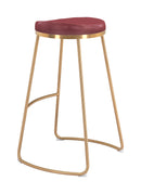 Zuo Modern Bree Barstool in Burgundy/White and Gold - Set of 2