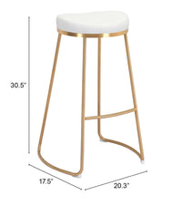 Zuo Modern Bree Barstool in Burgundy/White and Gold - Set of 2