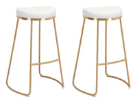 Zuo Modern Bree Barstool in Burgundy/White and Gold - Set of 2