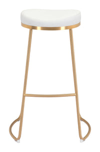 Zuo Modern Bree Barstool in Burgundy/White and Gold - Set of 2