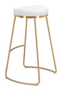 Zuo Modern Bree Barstool in Burgundy/White and Gold - Set of 2
