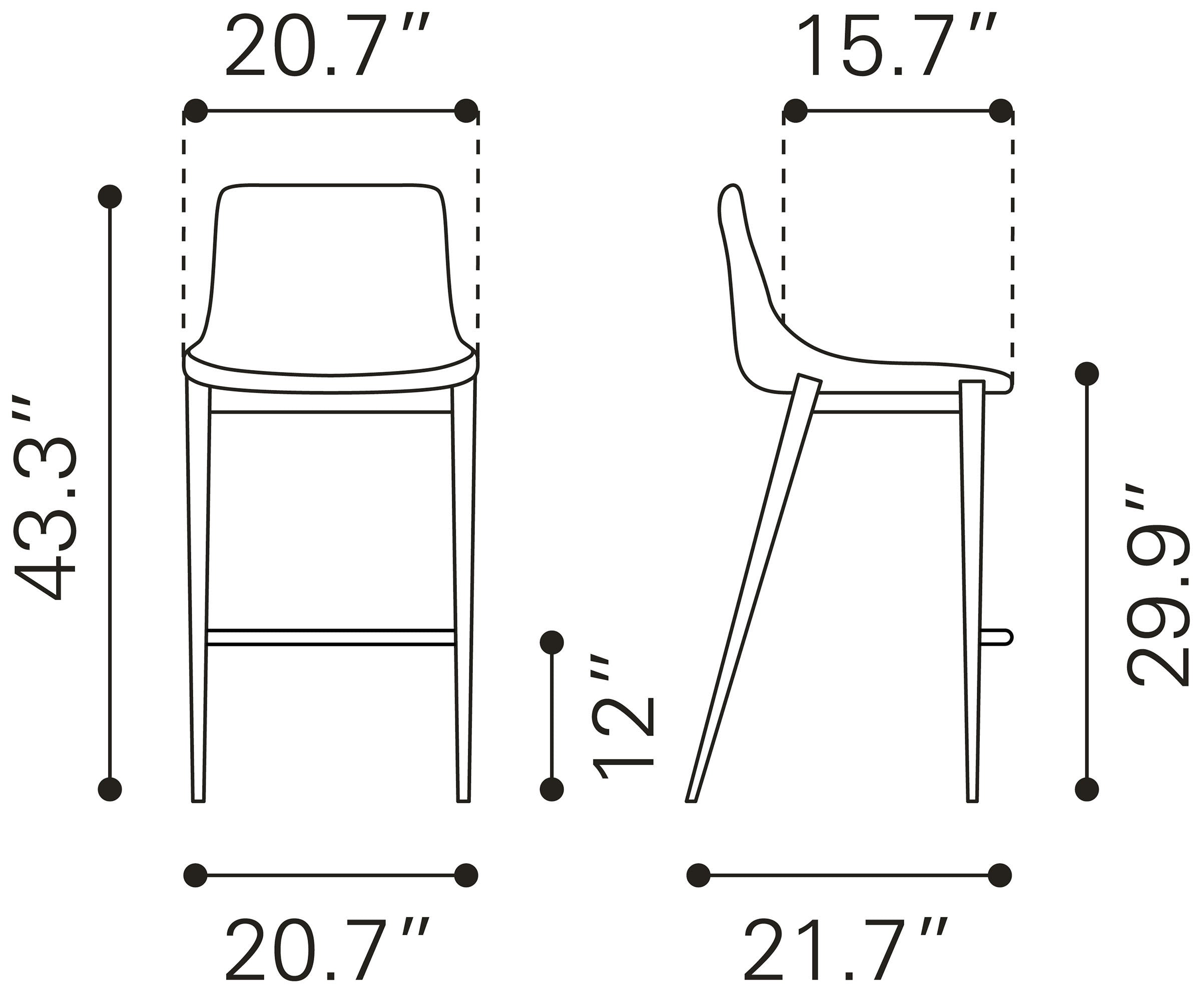 Zuo Modern Magnus Barstool - Set of 2