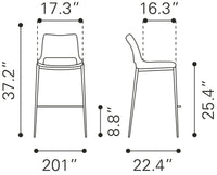 Zuo Modern Ace Counter Stool - Set of 2