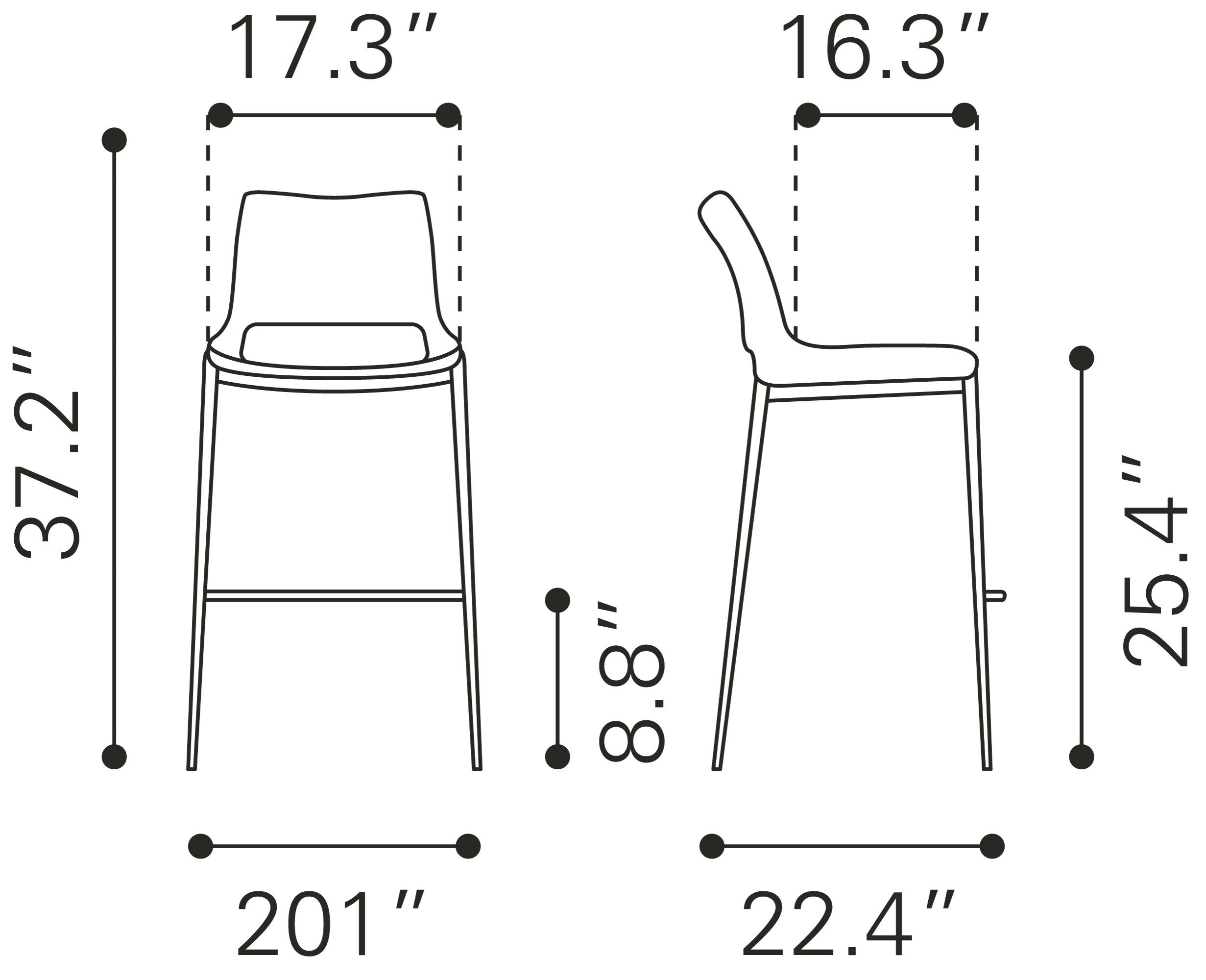 Zuo Modern Ace Counter Stool - Set of 2