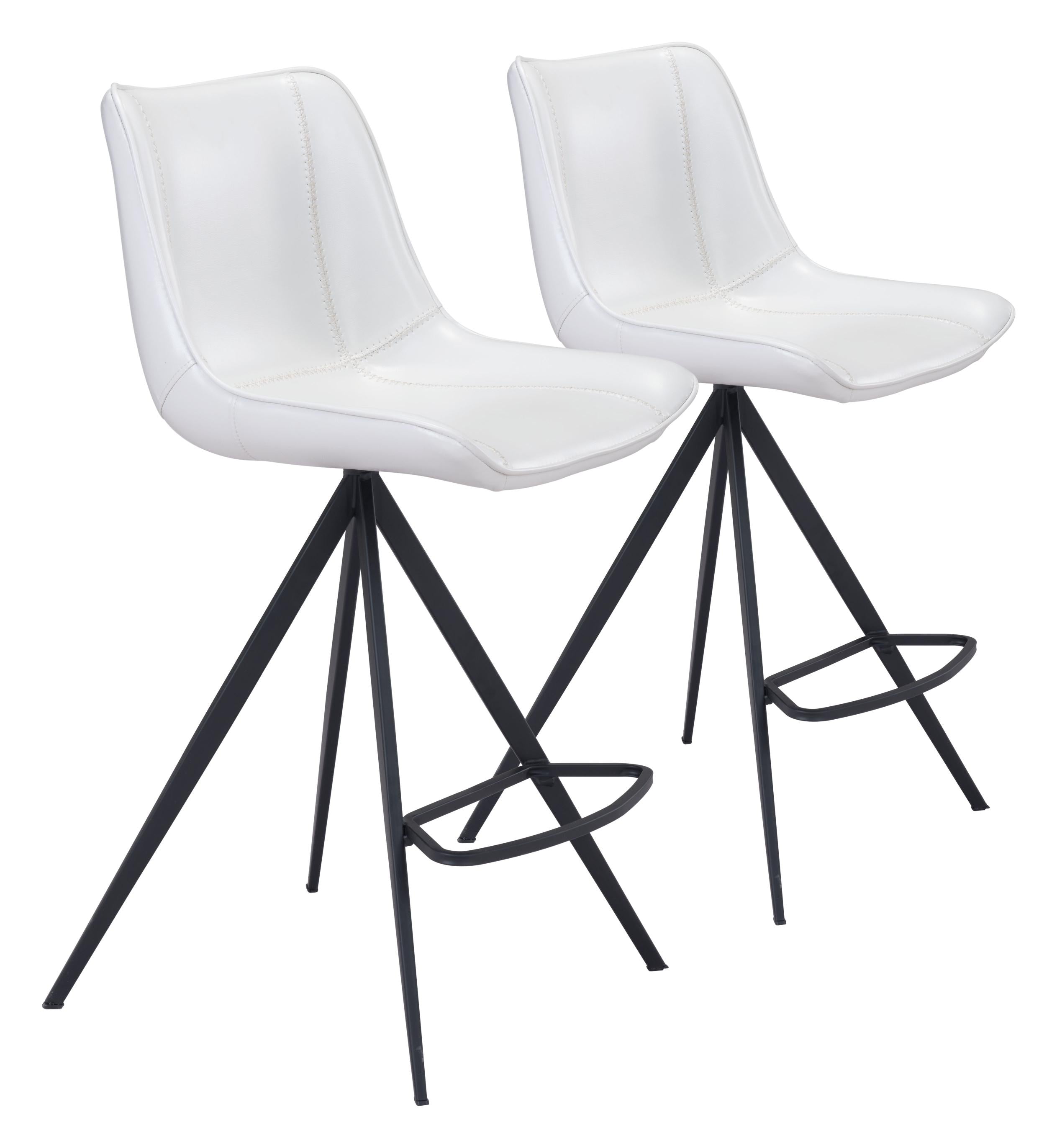 Zuo Modern Aki Counter Stool in Black/White and Black - Set of 2