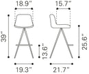Zuo Modern Aki Counter Stool in Black/White and Black - Set of 2