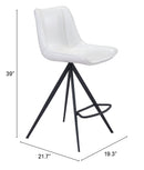 Zuo Modern Aki Counter Stool in Black/White and Black - Set of 2