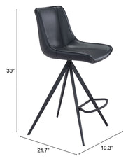 Zuo Modern Aki Counter Stool in Black/White and Black - Set of 2