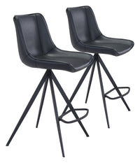 Zuo Modern Aki Counter Stool in Black/White and Black - Set of 2