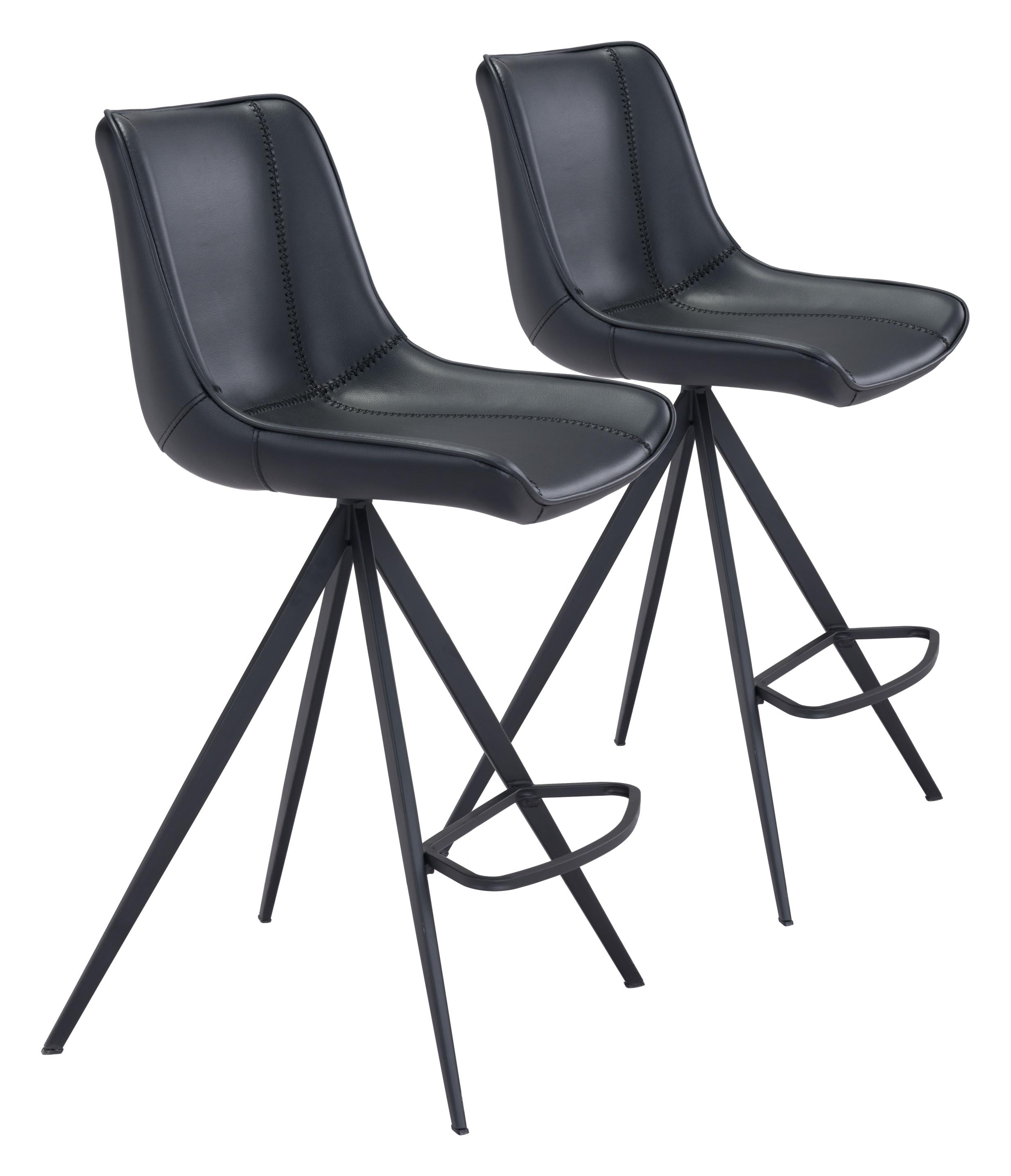 Zuo Modern Aki Counter Stool in Black/White and Black - Set of 2