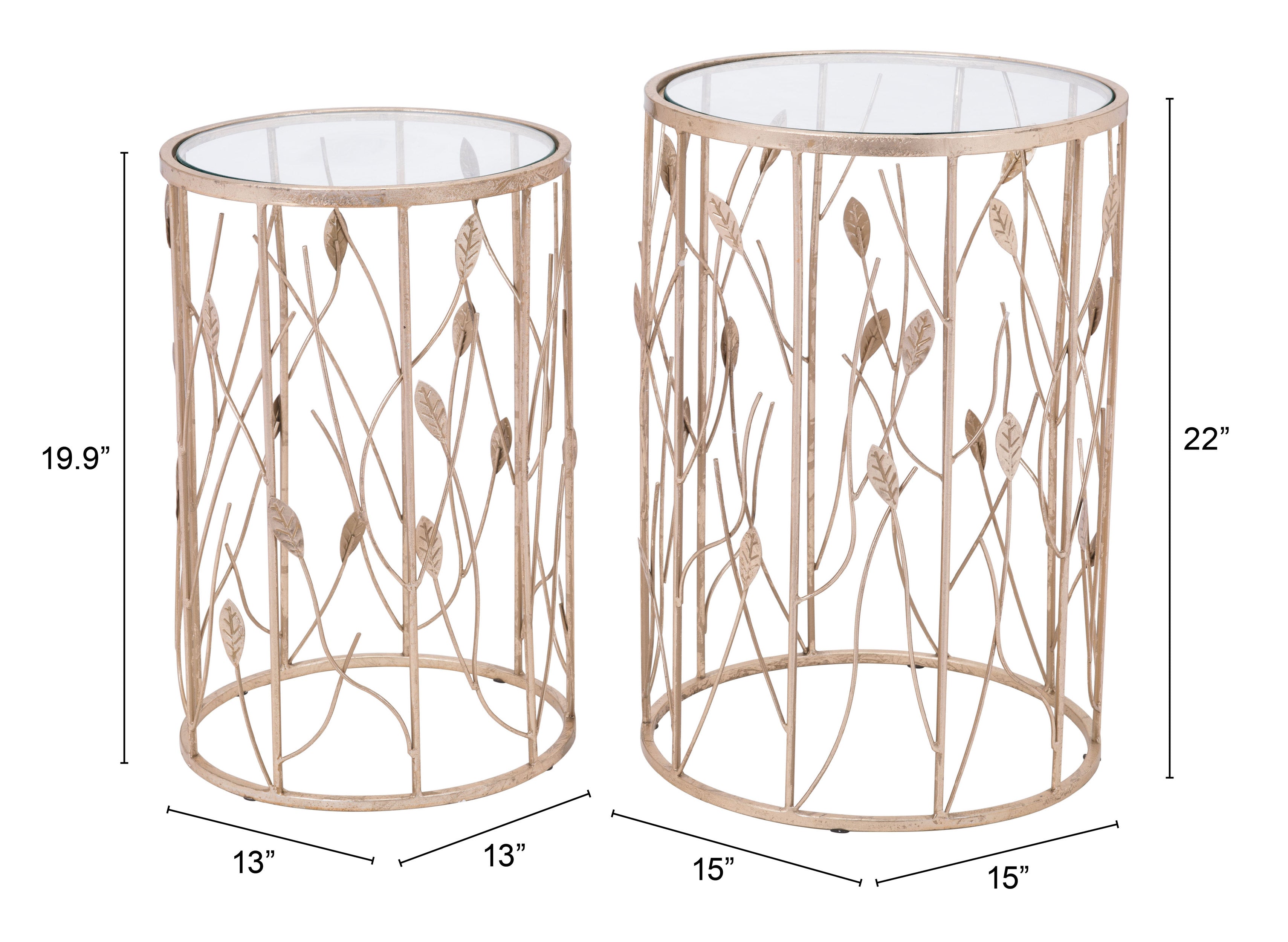 Zuo Modern Sage Side Table Set Gold - Set of 2
