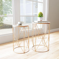 Zuo Modern Hadrian Side Table Set in Gold - Set of 2