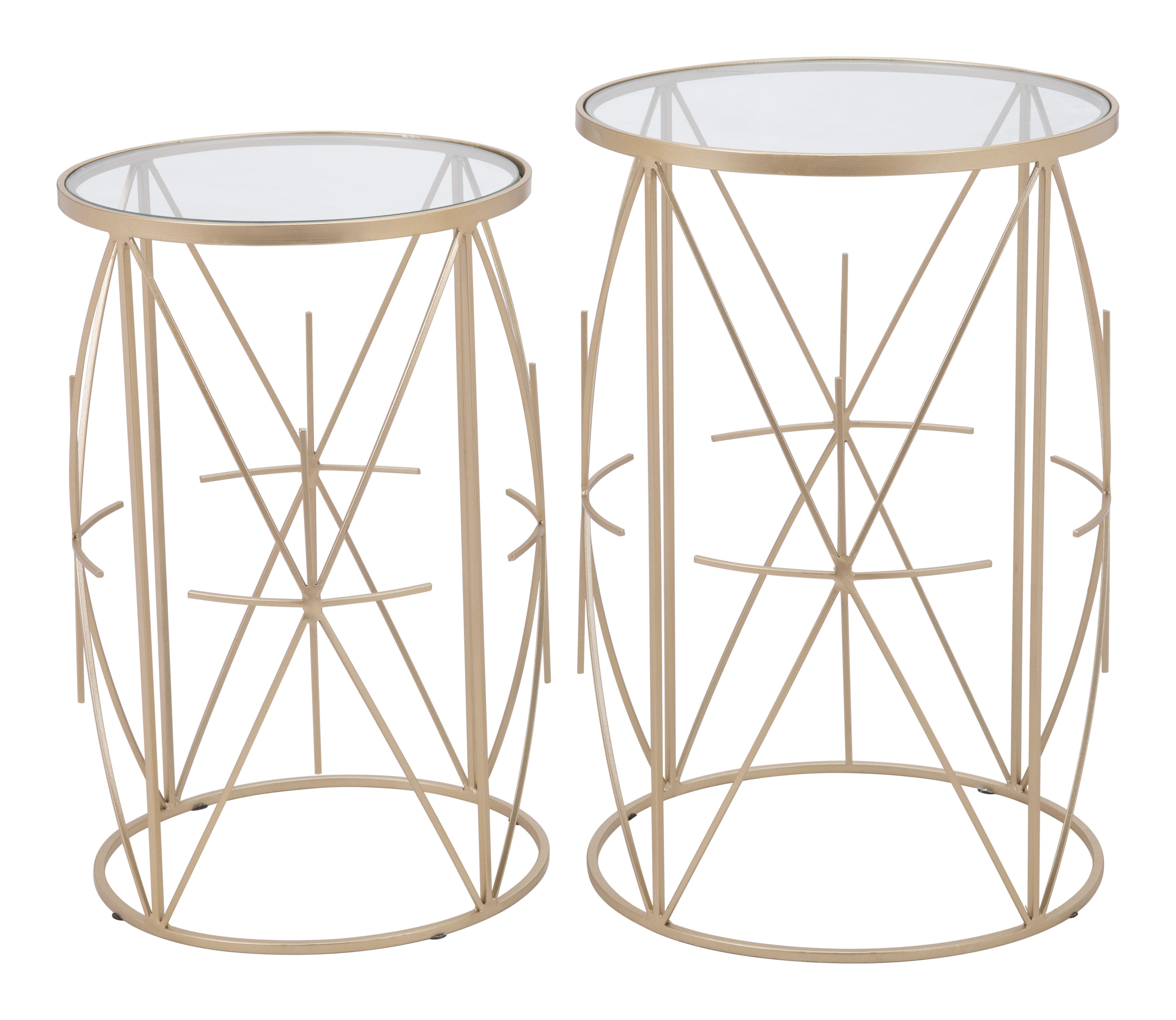 Zuo Modern Hadrian Side Table Set in Gold - Set of 2