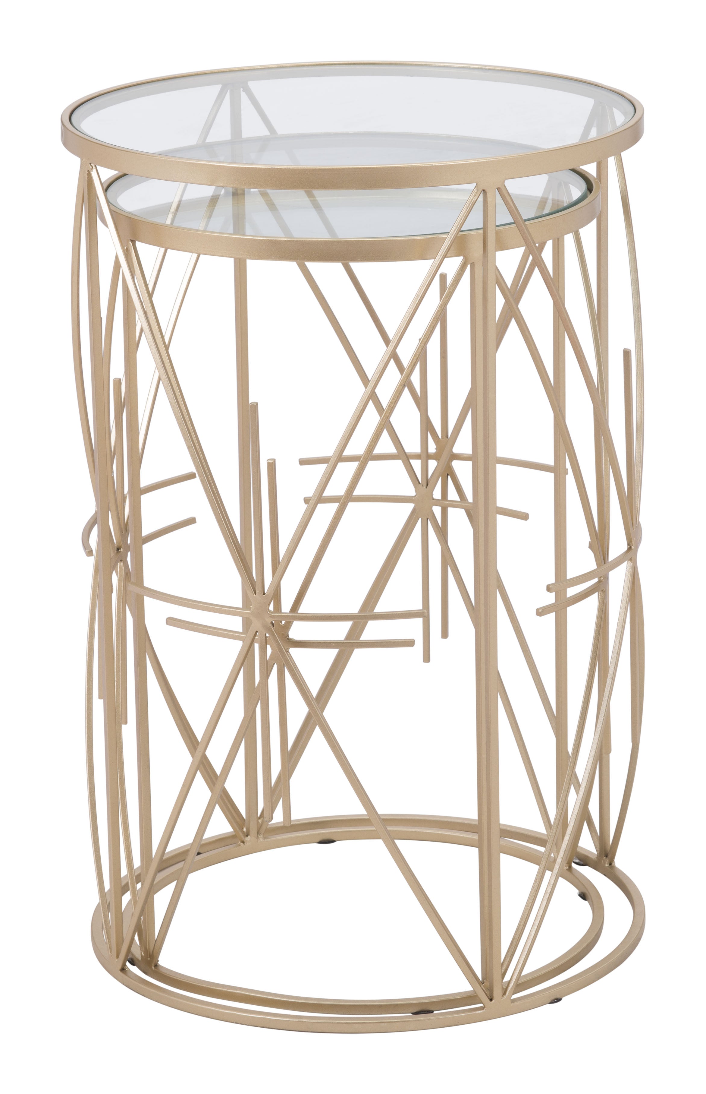 Zuo Modern Hadrian Side Table Set in Gold - Set of 2