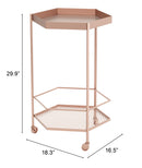 Zuo Modern Hex Bar Cart in Copper