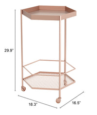 Zuo Modern Hex Bar Cart in Copper