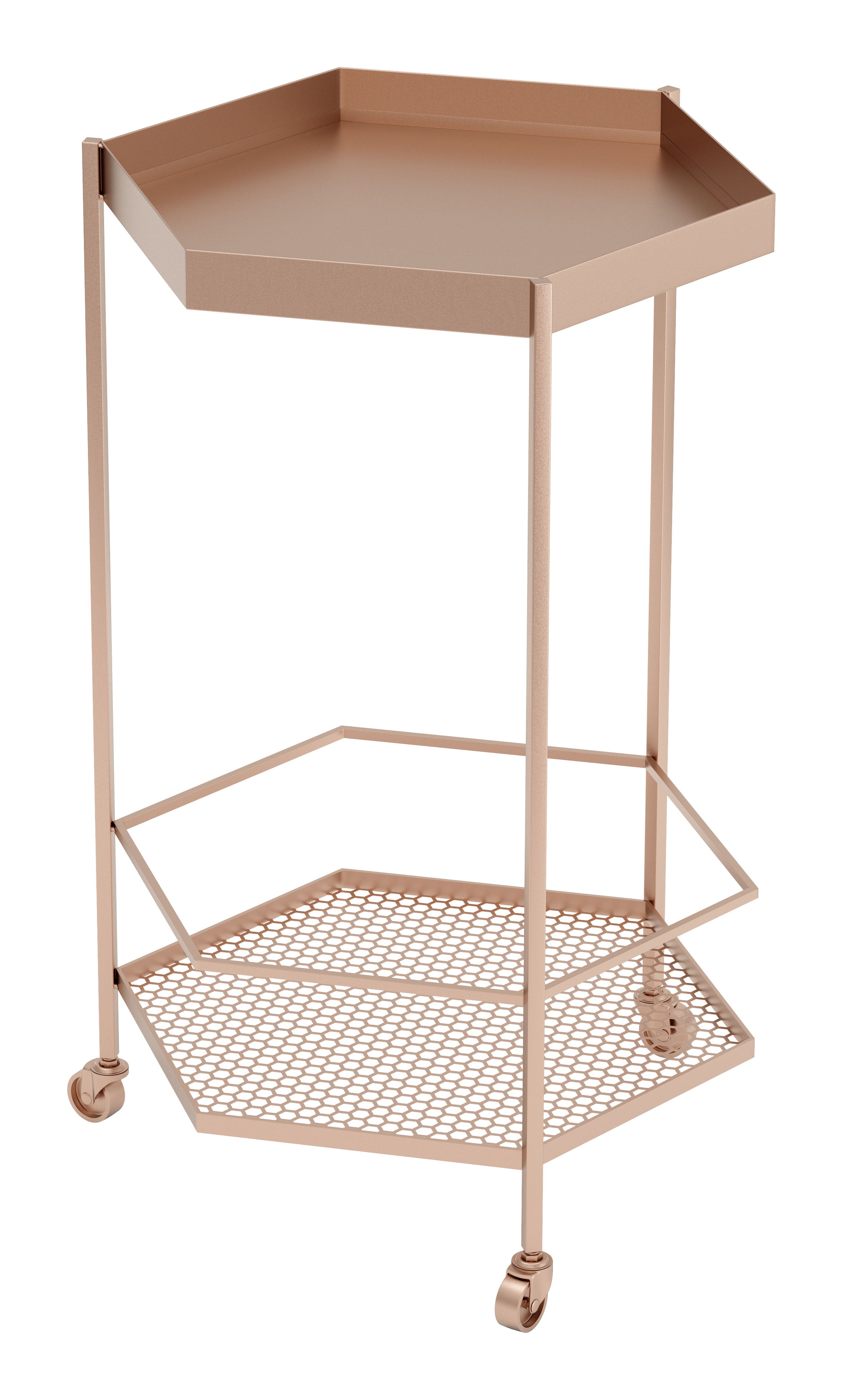 Zuo Modern Hex Bar Cart in Copper
