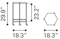 Zuo Modern Hex Bar Cart in Copper