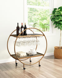 Zuo Modern Arc Bar Cart in Brass and Black