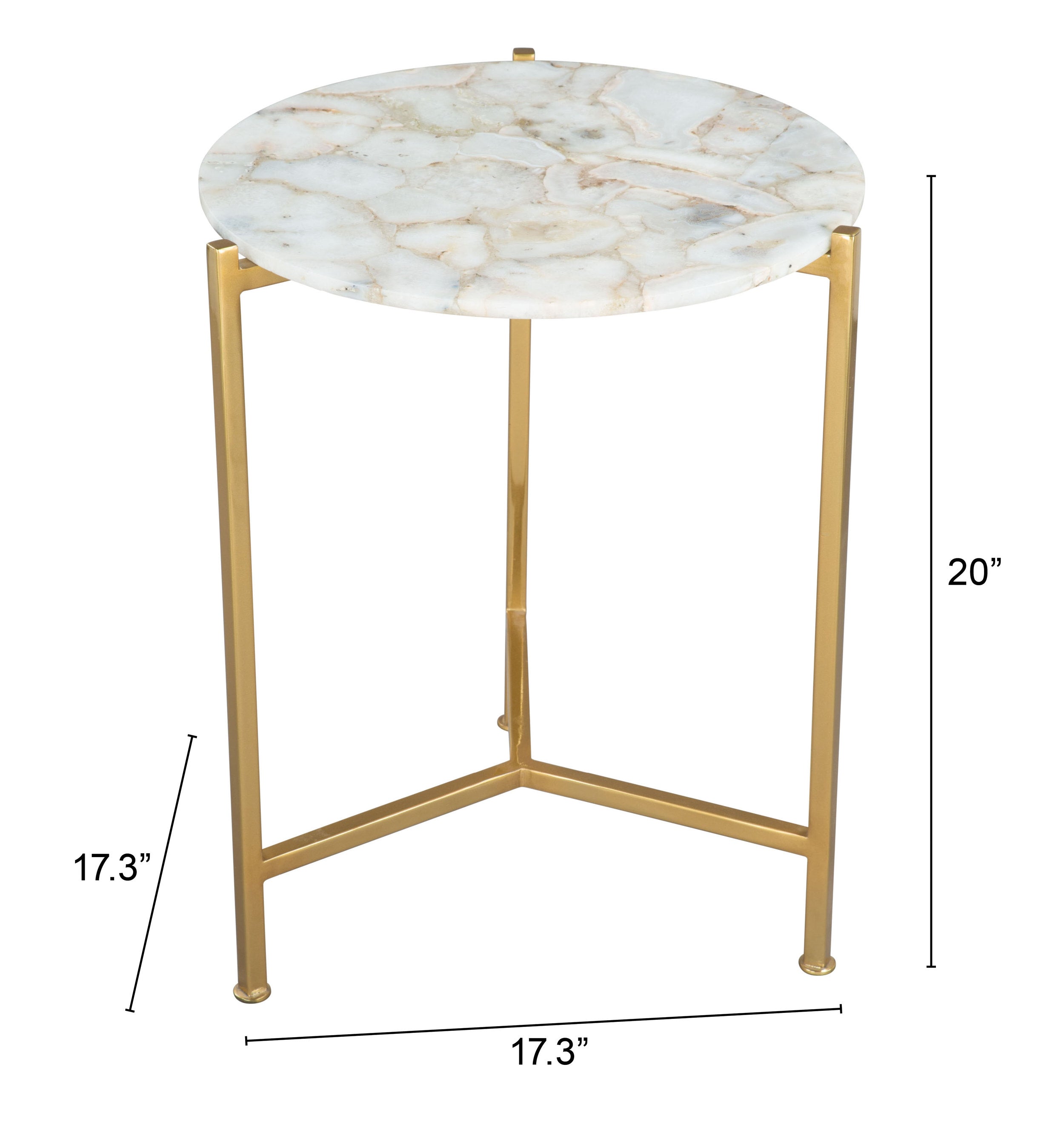 Zuo Modern Haru Side Table White and Gold