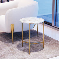 Zuo Modern Haru Side Table White and Gold