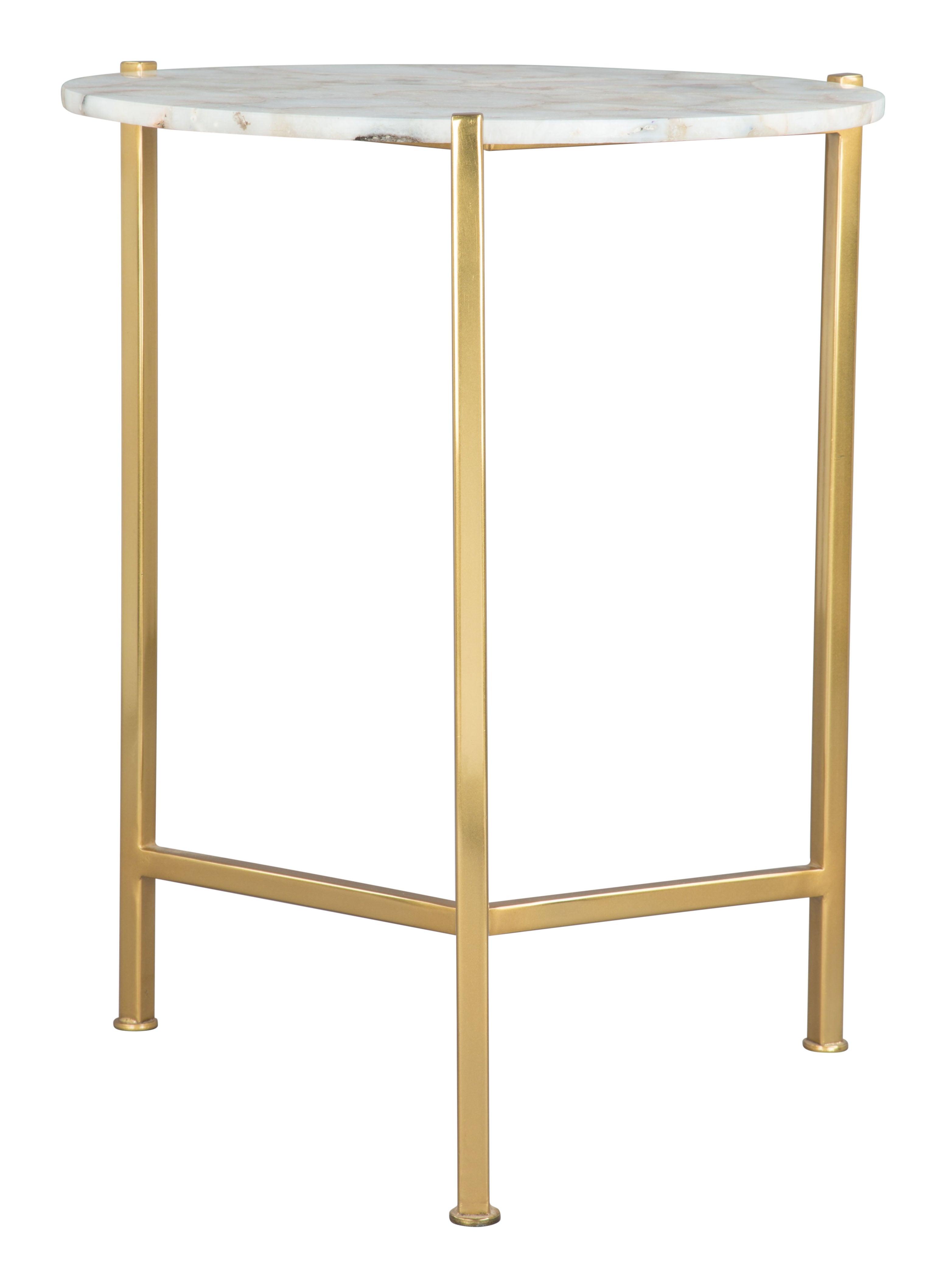 Zuo Modern Haru Side Table White and Gold