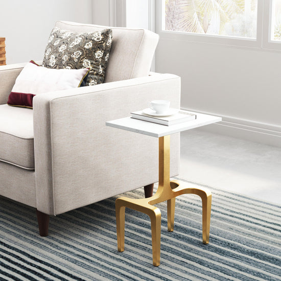 Zuo Modern Clement Side Table White and Gold