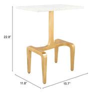 Zuo Modern Clement Side Table White and Gold