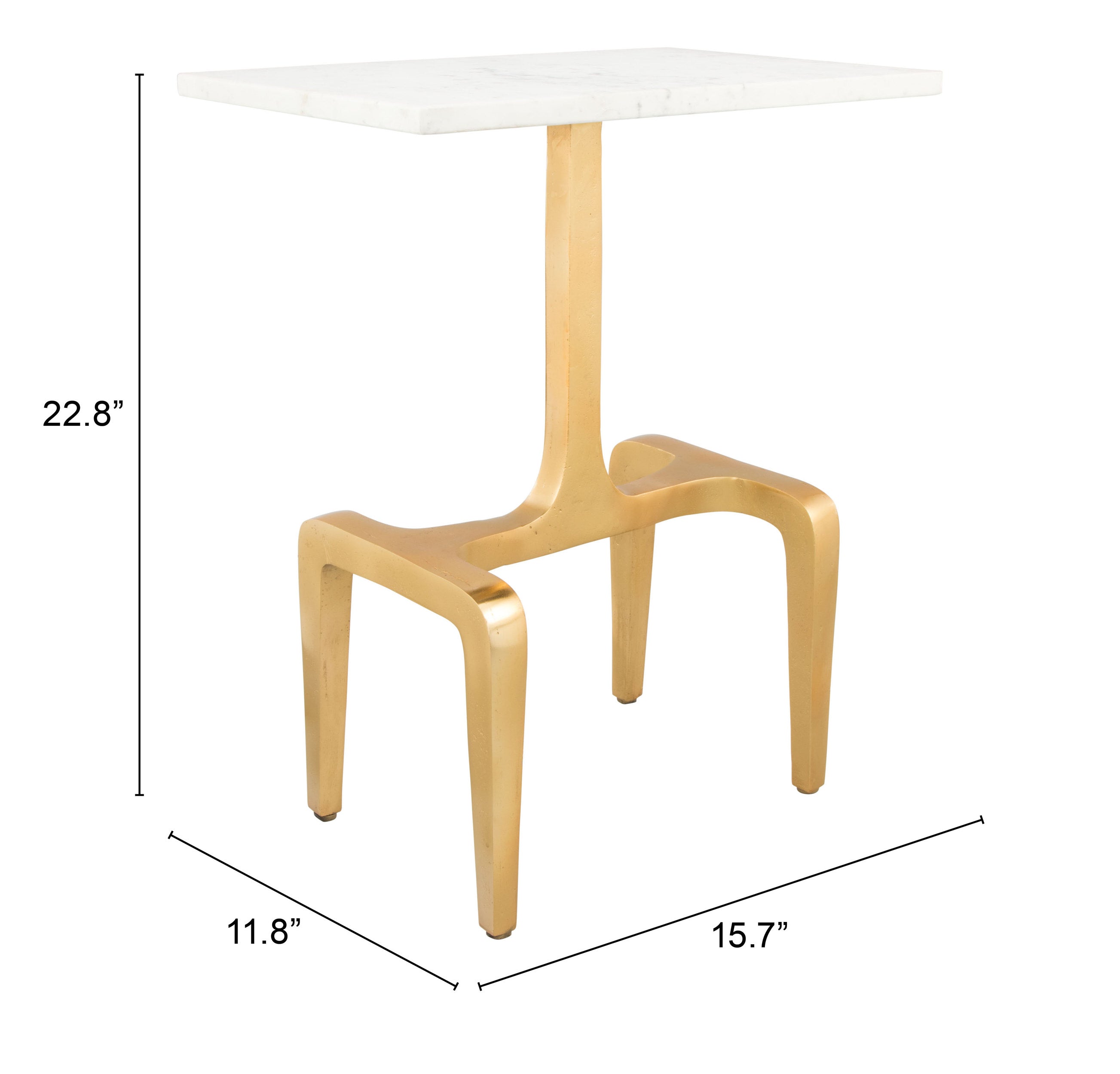 Zuo Modern Clement Side Table White and Gold
