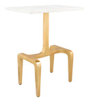 Zuo Modern Clement Side Table White and Gold