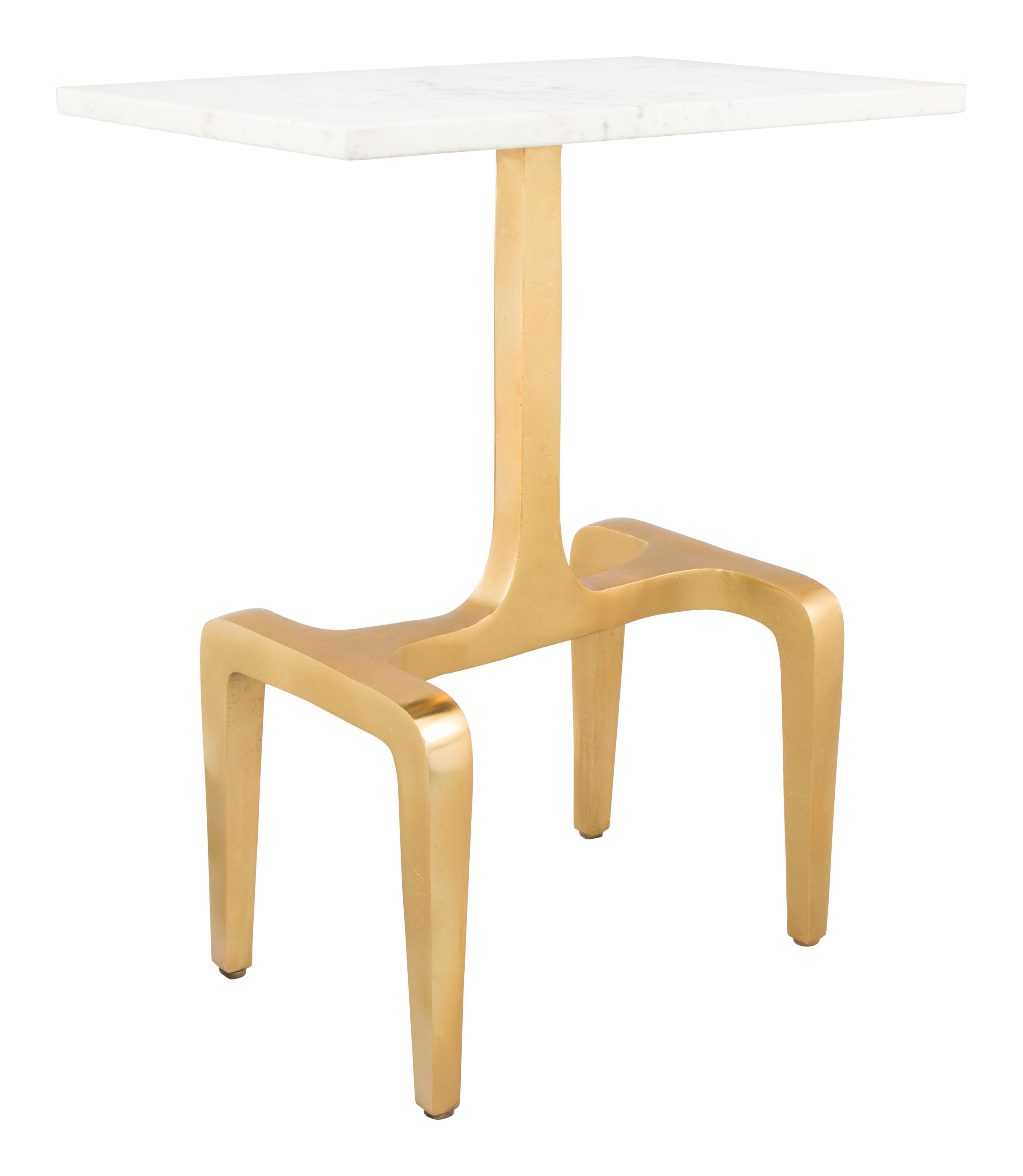 Zuo Modern Clement Side Table White and Gold