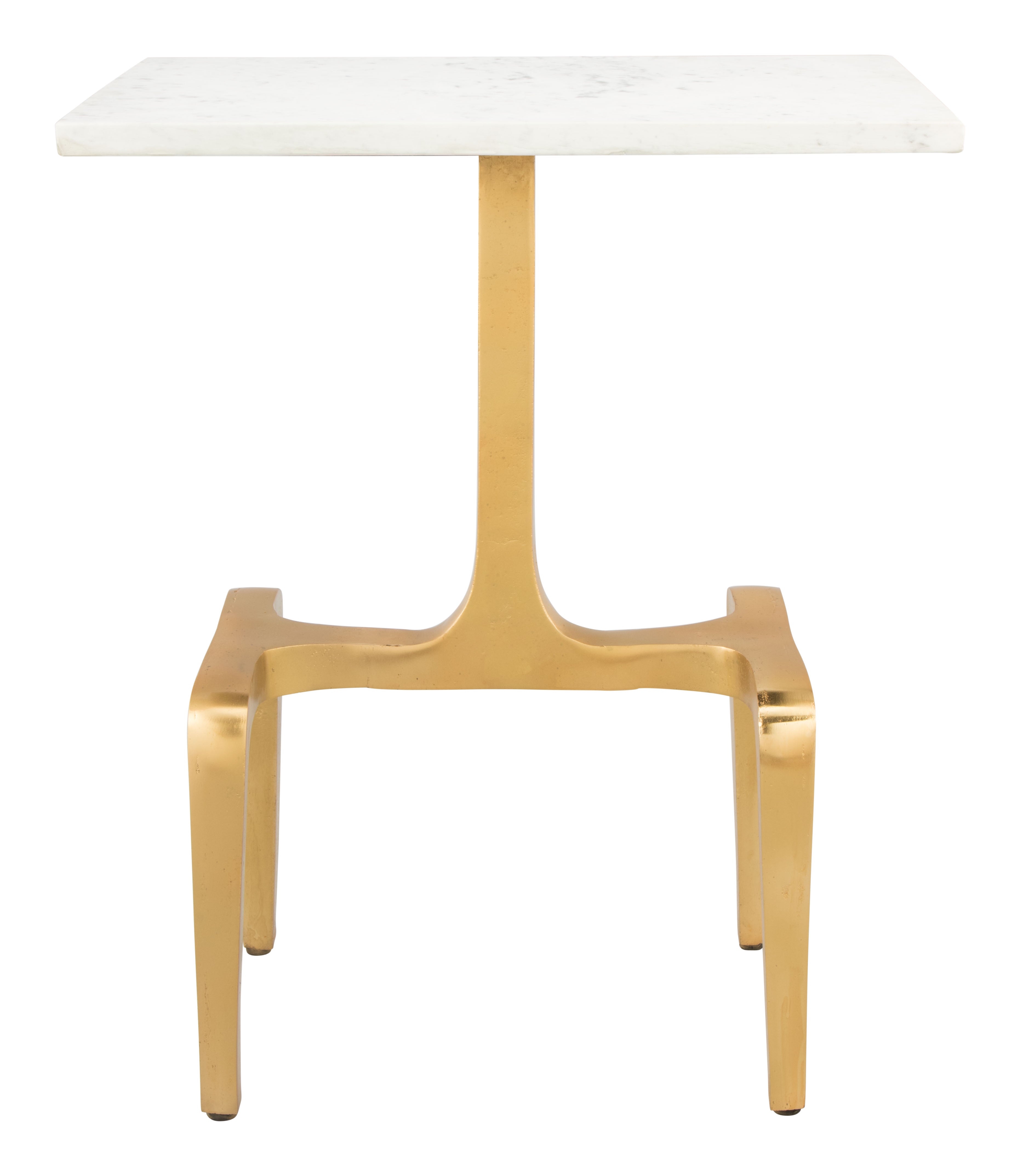 Zuo Modern Clement Side Table White and Gold