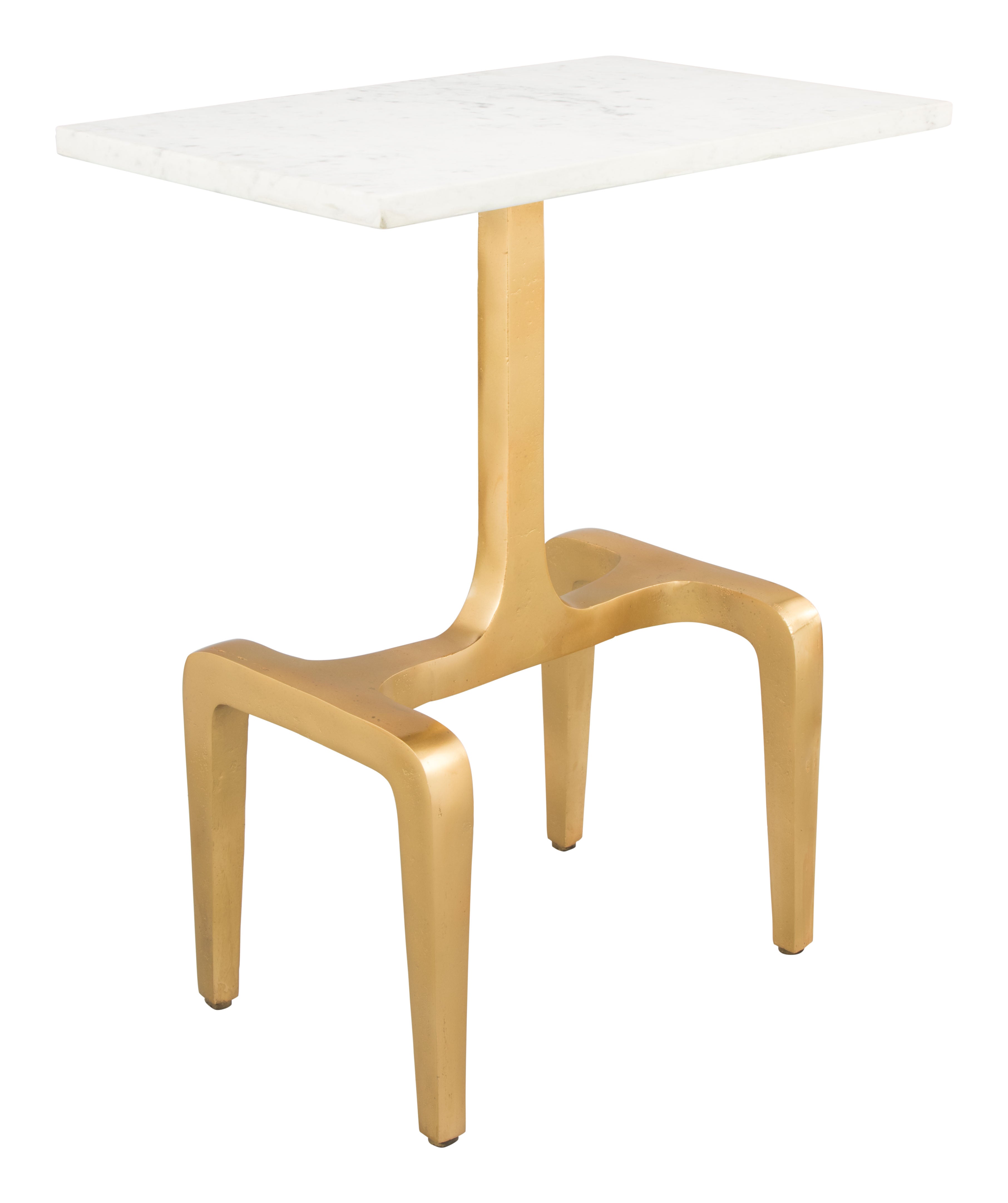 Zuo Modern Clement Side Table White and Gold