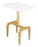 Zuo Modern Clement Side Table White and Gold
