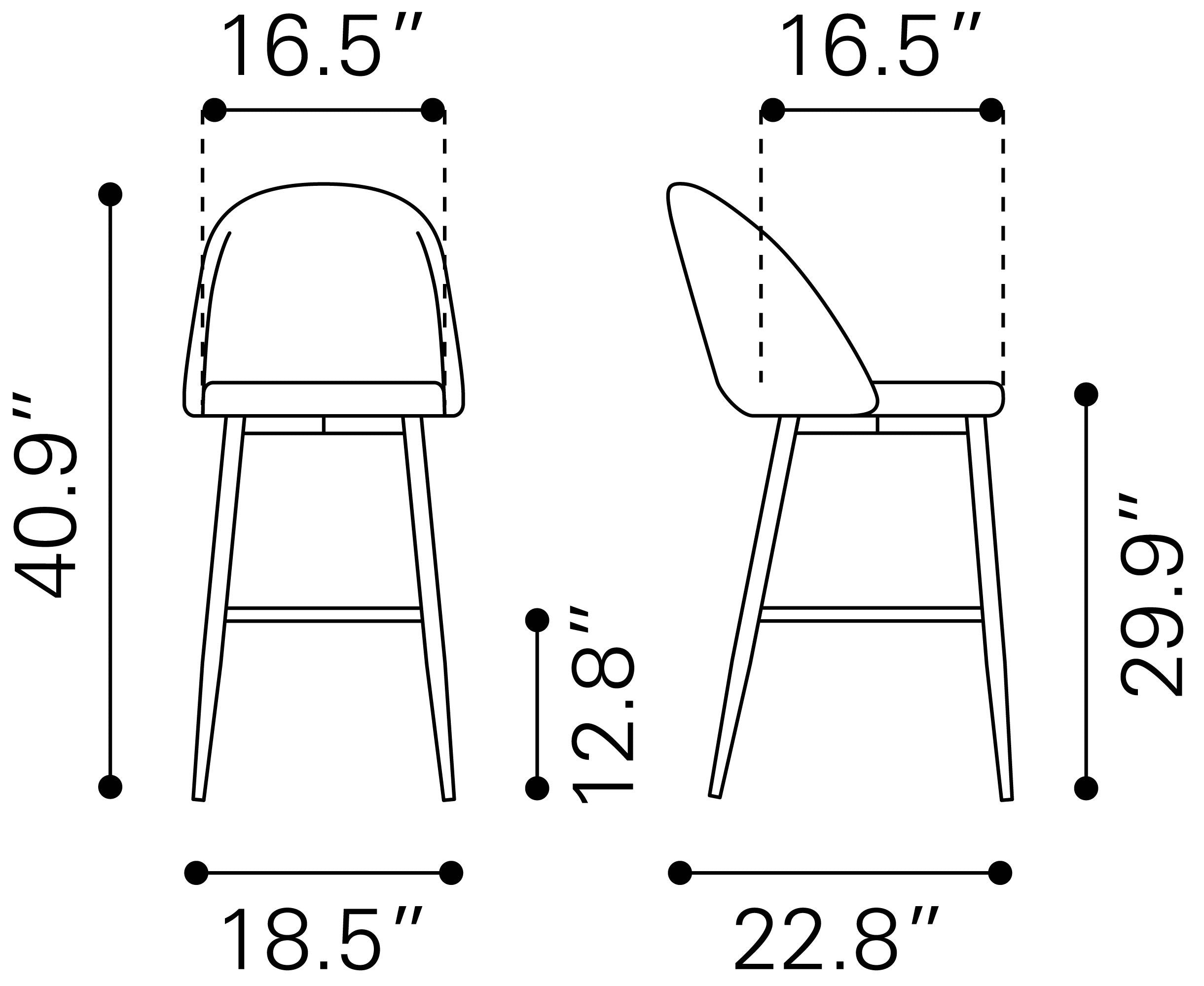 Zuo Modern Cozy Barstool Gray and Gold