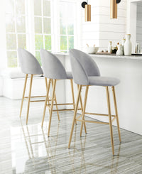 Zuo Modern Cozy Barstool Gray and Gold