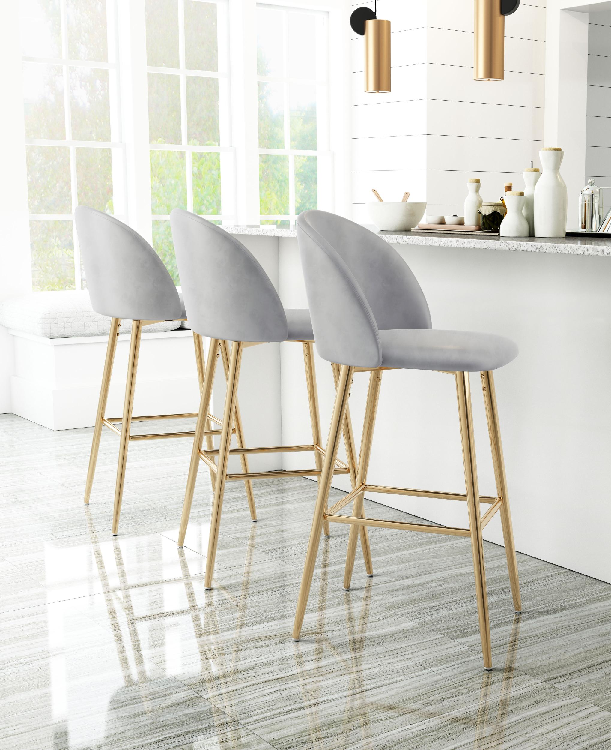 Zuo Modern Cozy Barstool Gray and Gold