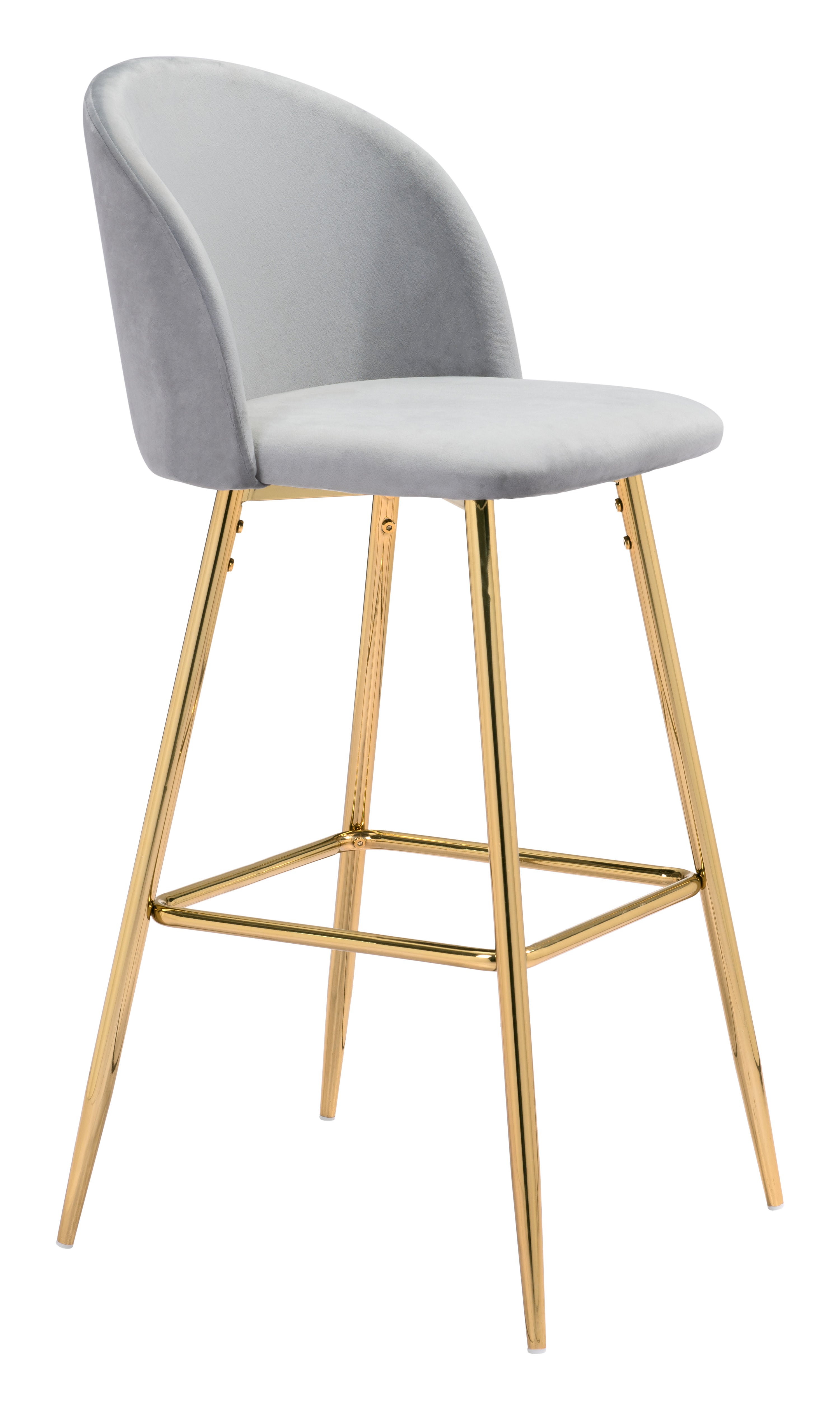 Zuo Modern Cozy Barstool Gray and Gold