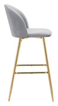 Zuo Modern Cozy Barstool Gray and Gold