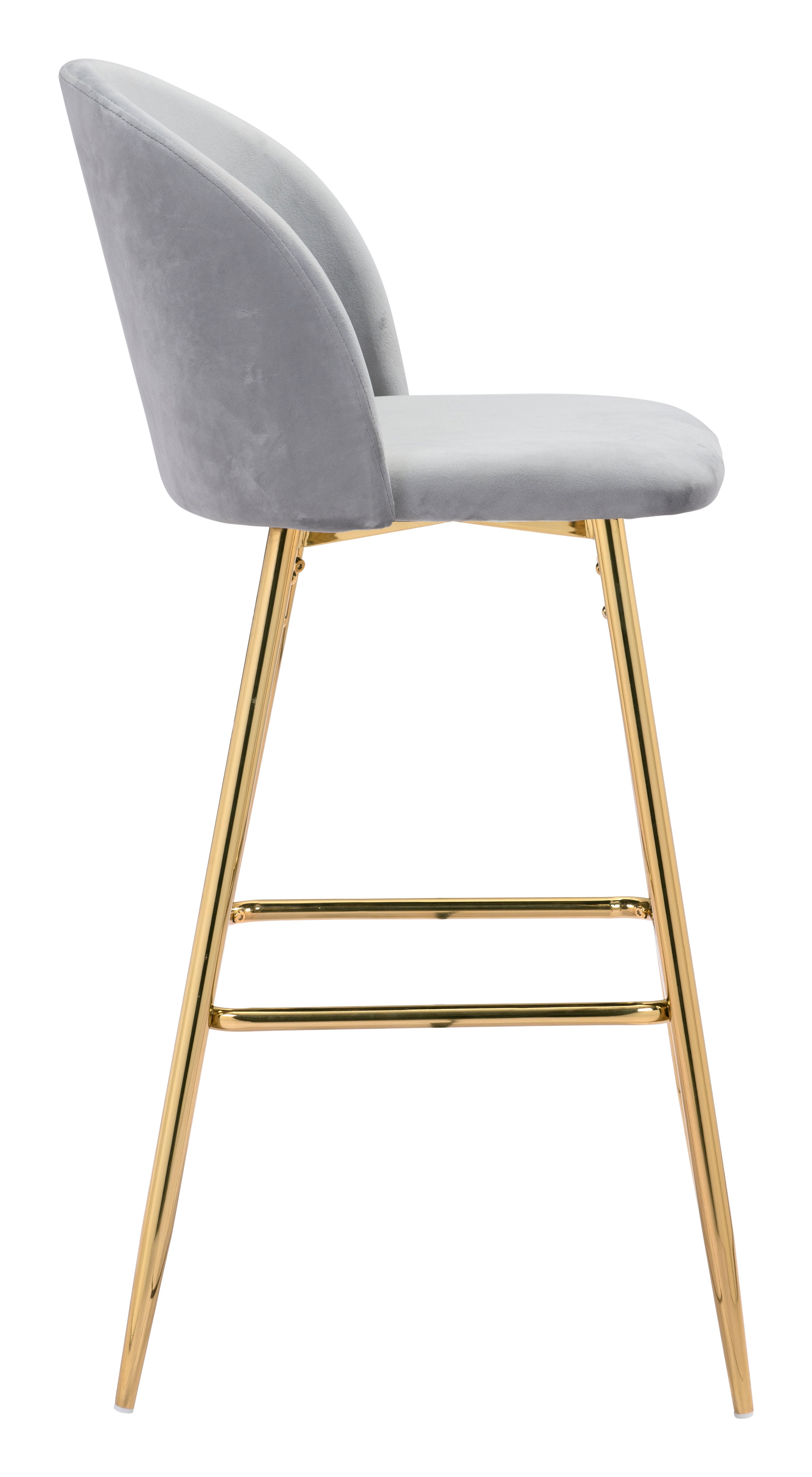 Zuo Modern Cozy Barstool Gray and Gold