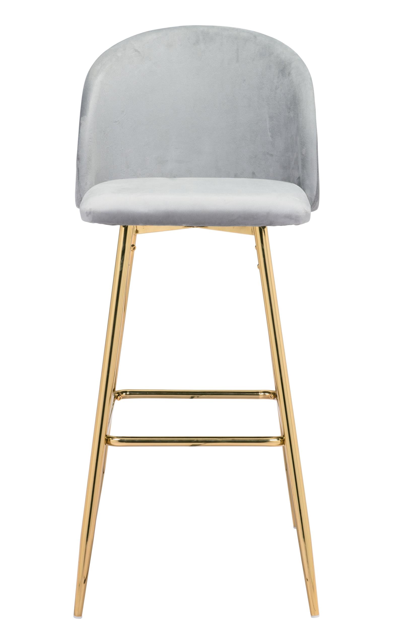 Zuo Modern Cozy Barstool Gray and Gold