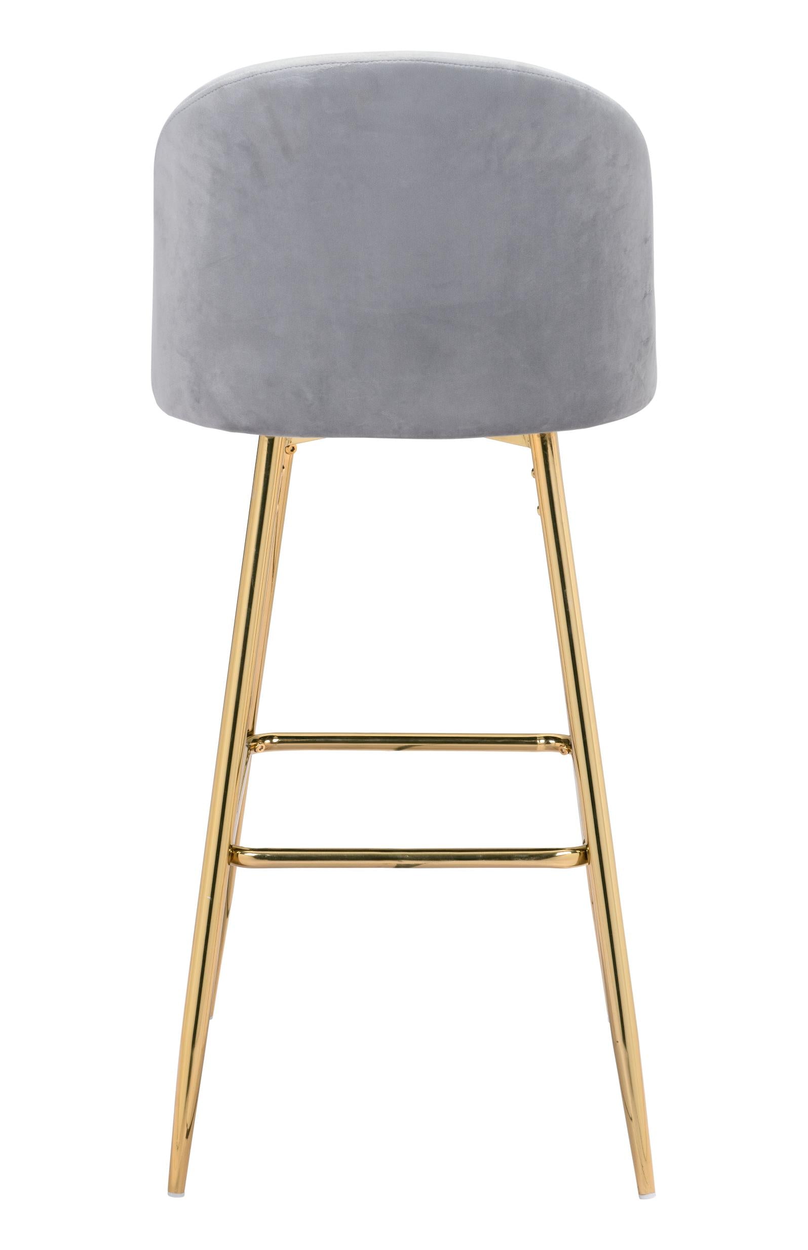 Zuo Modern Cozy Barstool Gray and Gold