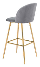 Zuo Modern Cozy Barstool Gray and Gold